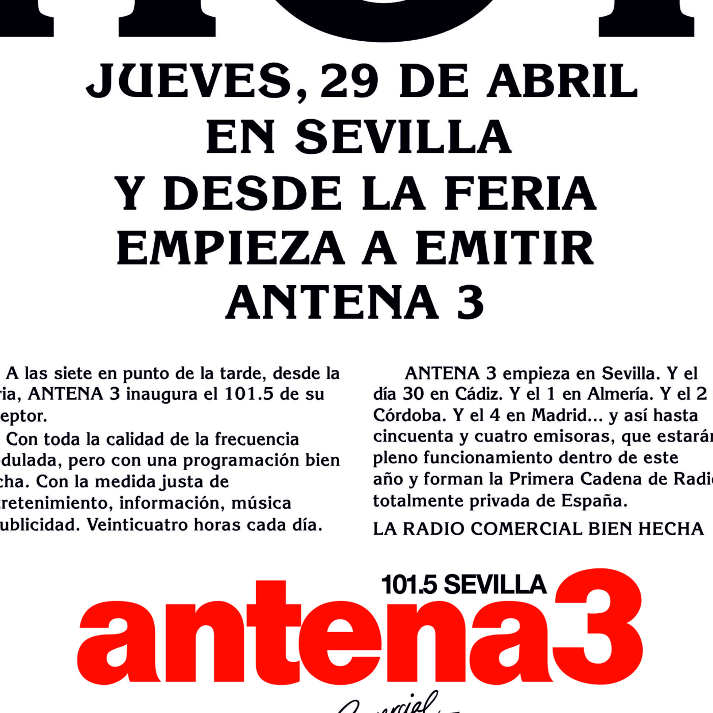 Exagerar Hecho un desastre Jabeth Wilson 40 años de Antena 3 Sevilla, la primera de la cadena. - La lista de la FM -  Podcast en iVoox