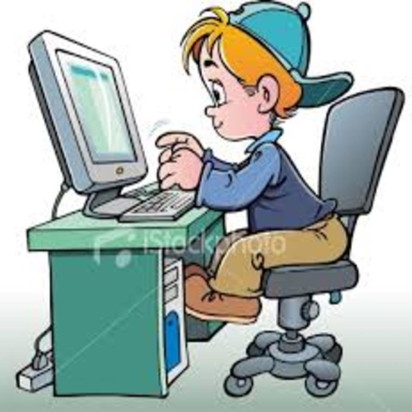 Ученик за компьютером для детей