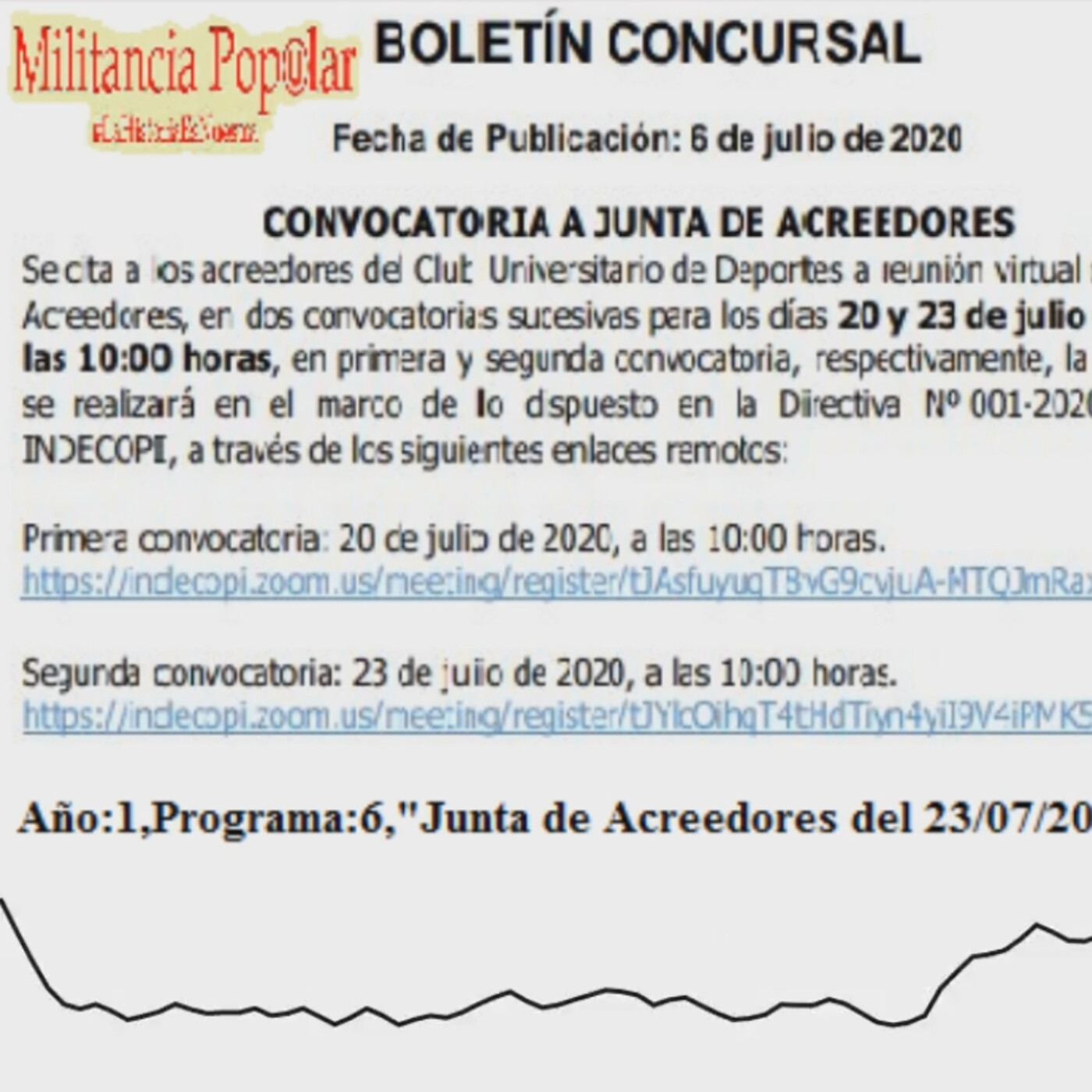 Año:1, Programa:6, "Junta de Acreedores del 23/07/20". 02/08/20 episode artwork