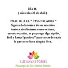 Dia 16 Practicando el Arte de Soltar ( Plan 21 días )