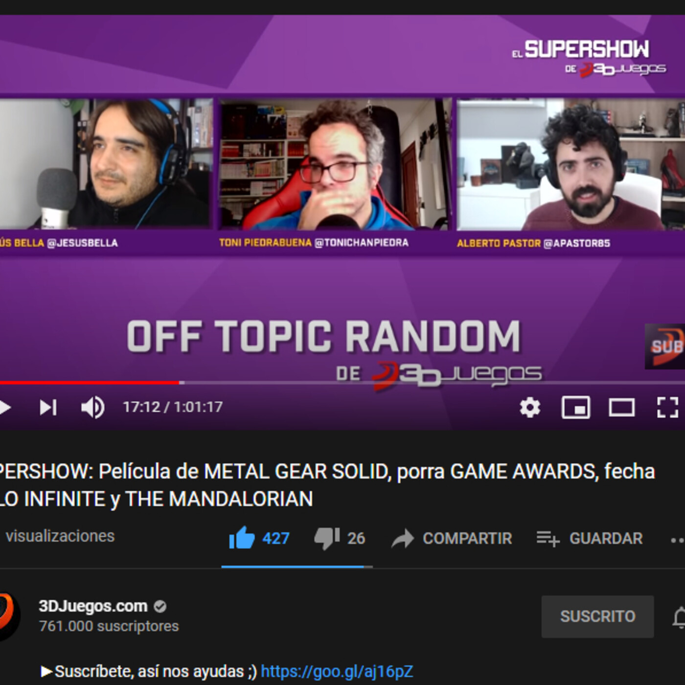 SUPERSHOW 3DJuegos: Película de METAL GEAR SOLID, porra GAME AWARDS, fecha HALO INFINITE y THE MANDALORIAN. episode artwork