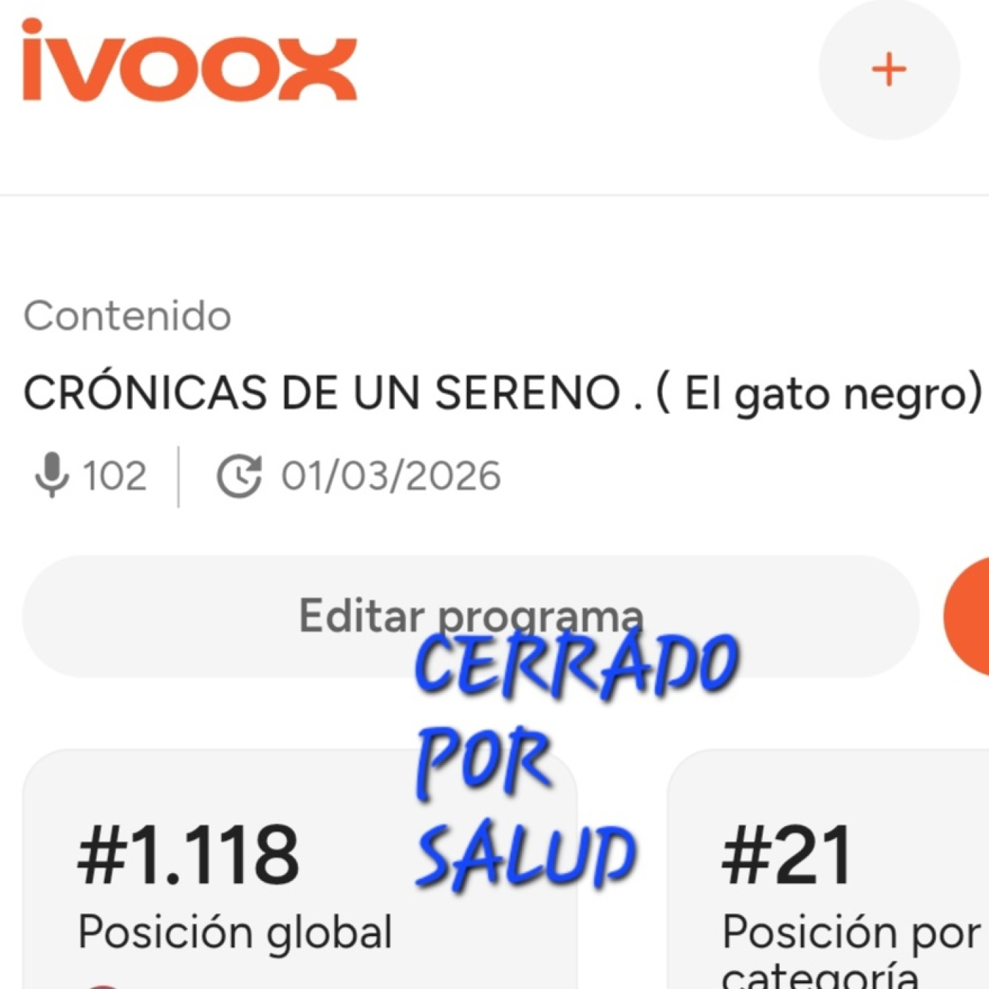 CERRADO POR SALUD.COMUNICADO OFICIAL. episode artwork
