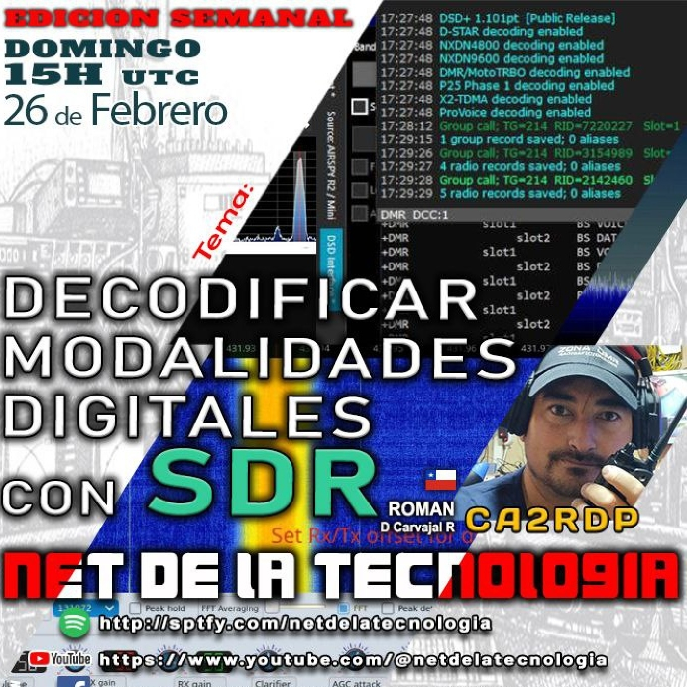 Decodificar modos digitales con SDR con CA2DRP Roman