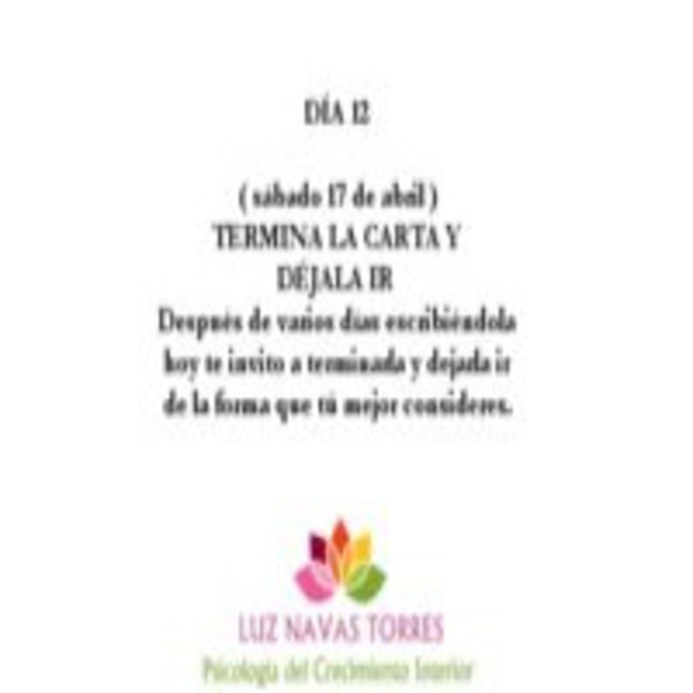 Dia 12 Practicando el Arte de Soltar ( Plan 21 días )