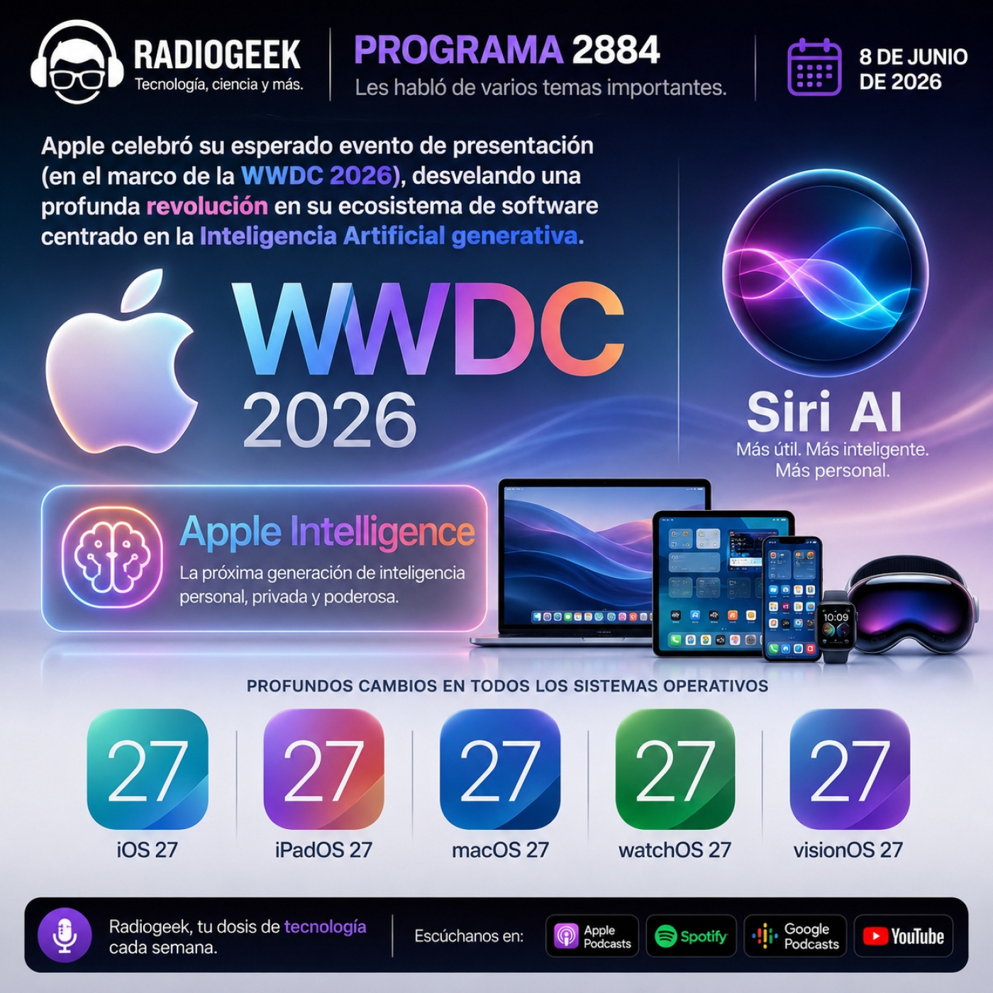 Radiogeek 2884 - Todo sobre el WWDC 2026 de Apple episode artwork