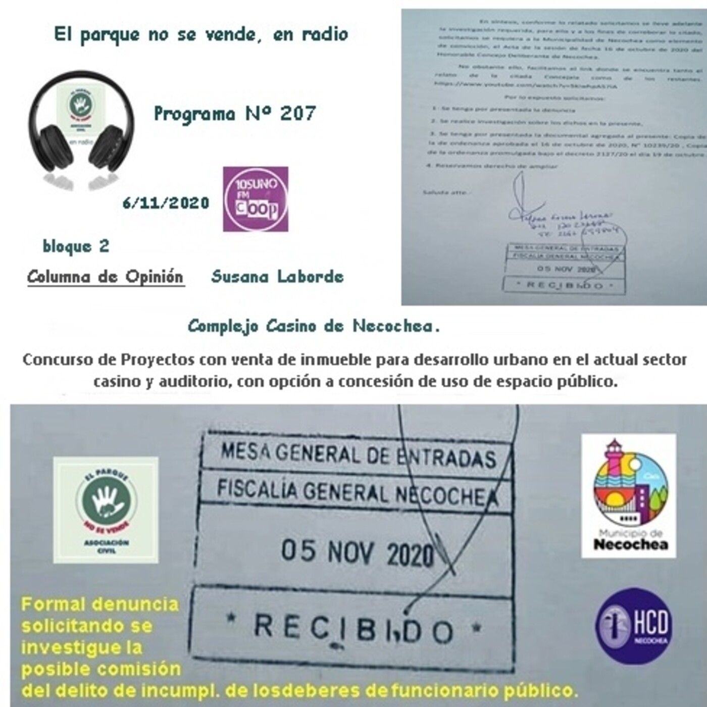 2020 - El parque no se vende, en radio