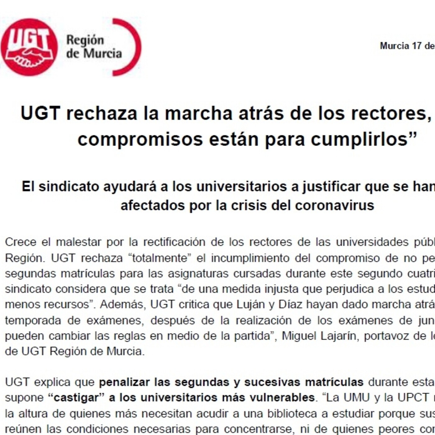 Podcast Podcast de UGT Murcia
