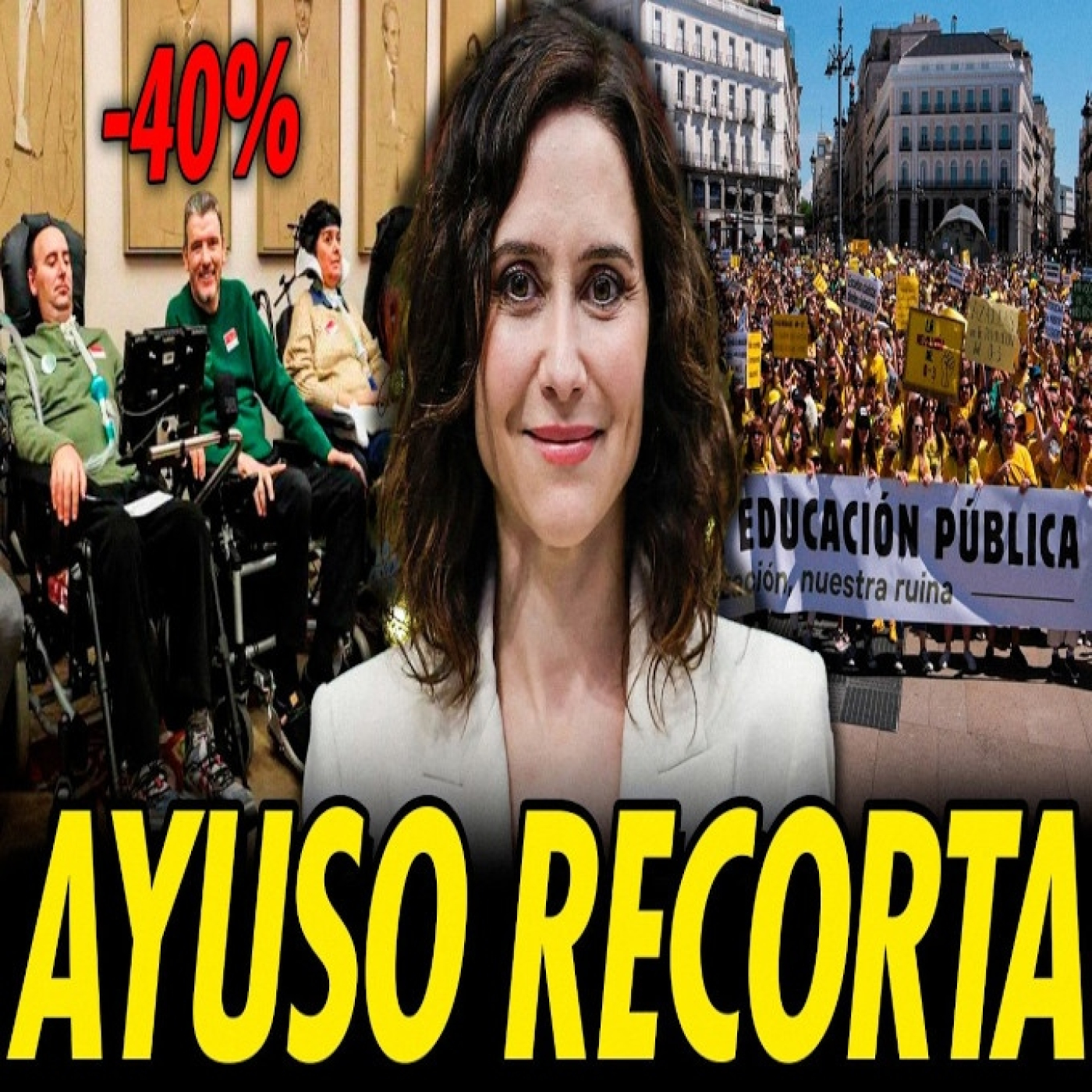 AYUSO LE QUITA EL 40% DE LAS AYUDAS A LOS ENFERMOS DE ELA. SIGUE LA HUELGA POR LA EDUCACIÓN PÚBLICA