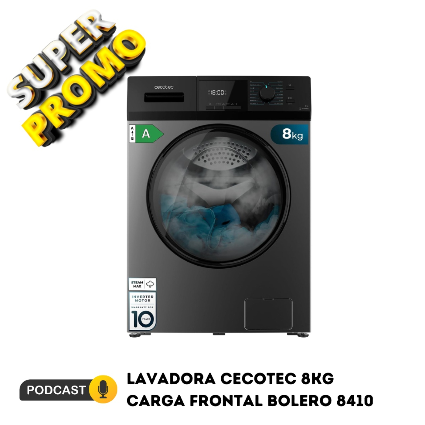 Lavadora CECOTEC 8Kg Carga Frontal Bolero 8410 episode artwork
