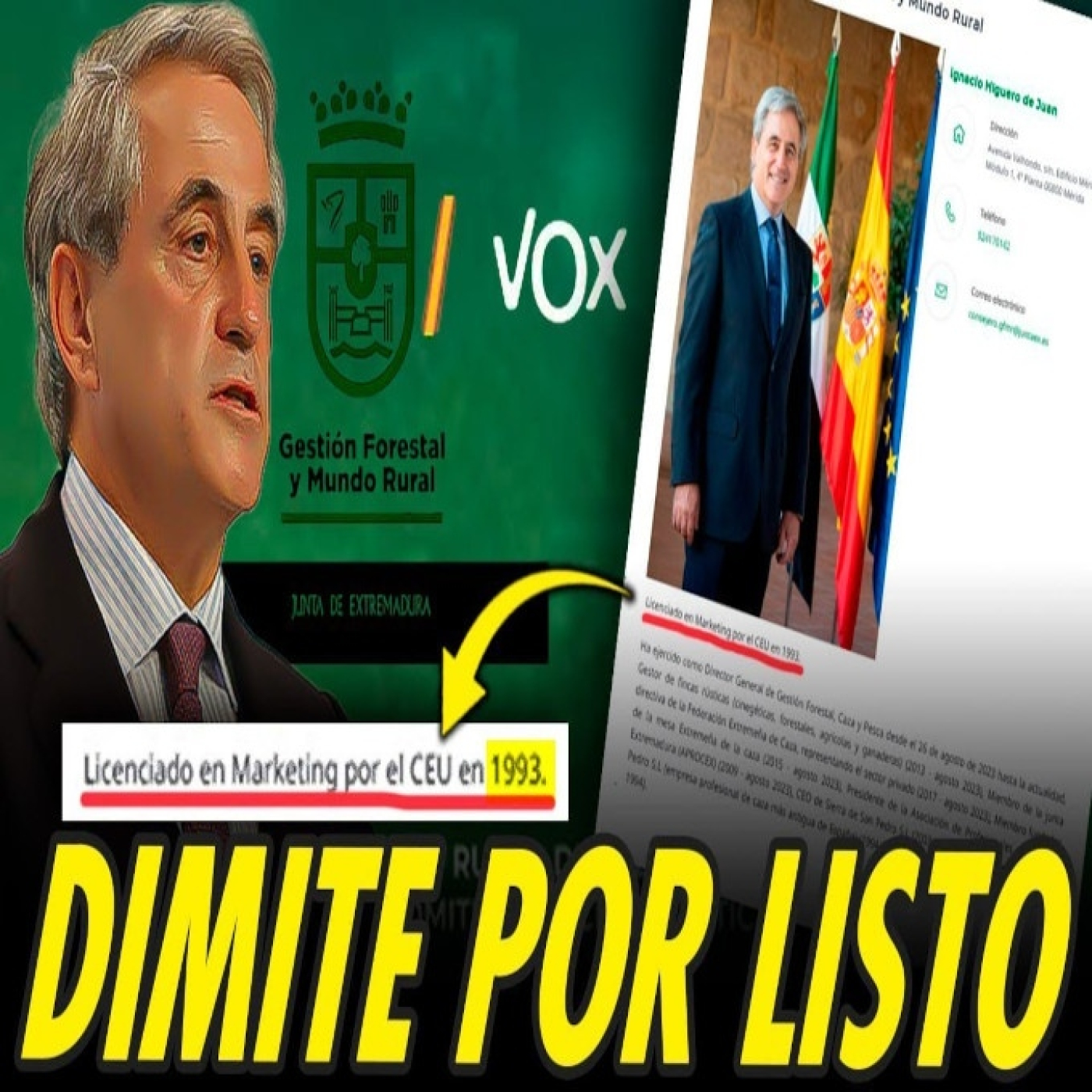 DIMITE EL CONSEJERO TRÁNSFUGA DE VOX EN EXTREMADURA EN UN NUEVO CASO DE TÍTULOS INVENTADOS