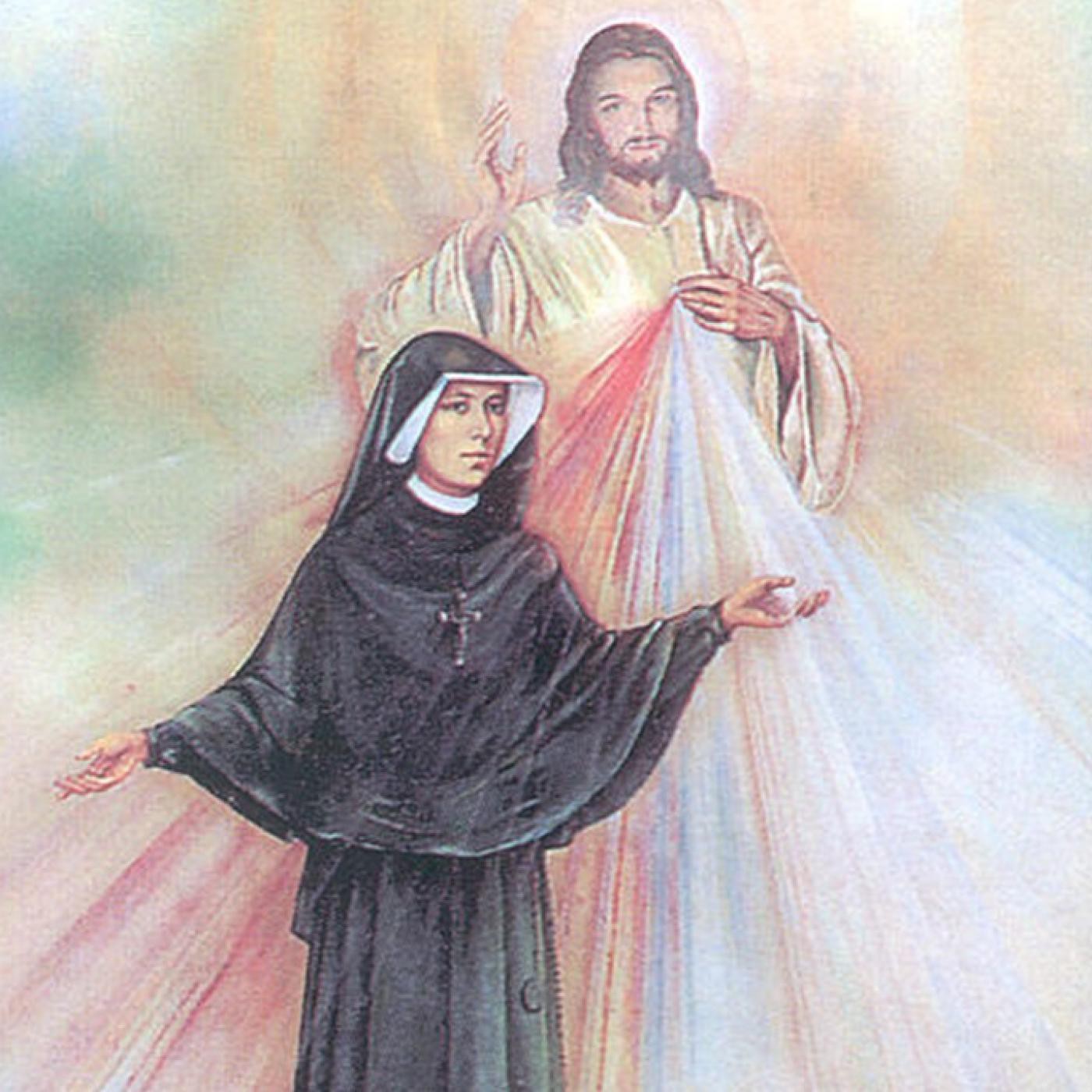Иисус и Святая Фаустина. Милосердие божественное. Картина на холсте Иисус я доверяю тебе сестра Фаустина. Сестра Фаустина.