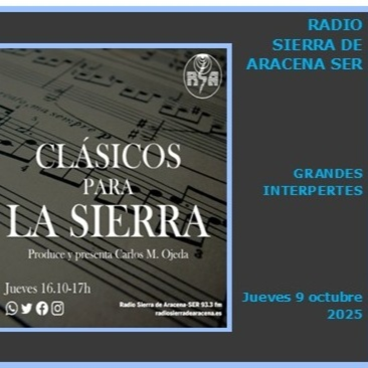 J 09/10/25 - CLÁSICOS PARA LA SIERRA nº 657 - “Grandes Intérpretes"