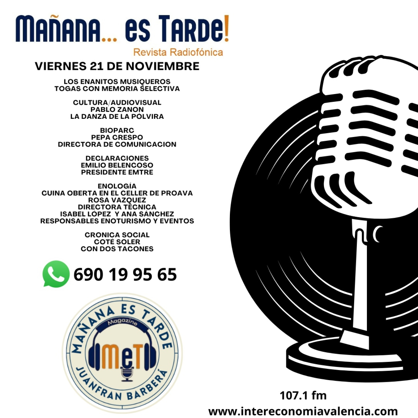 MAÑANA ES TARDE!!! MET 21 DE NOVIEMBRE DE 2025 UNA PELI SOBRE LAS FALLAS, BIOPARC,ENOLOGÍA Y SABOR CON ROSA Y COTÉ SOLER episode artwork