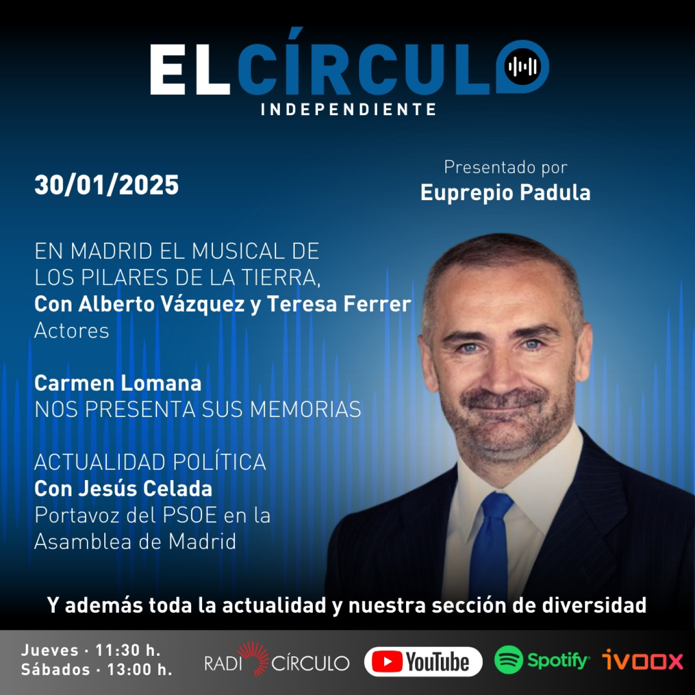 Programa 49: Actores del musical 'Los pilares de la tierra', Carmen Lomana y Jesús Celada (PSOE) episode artwork