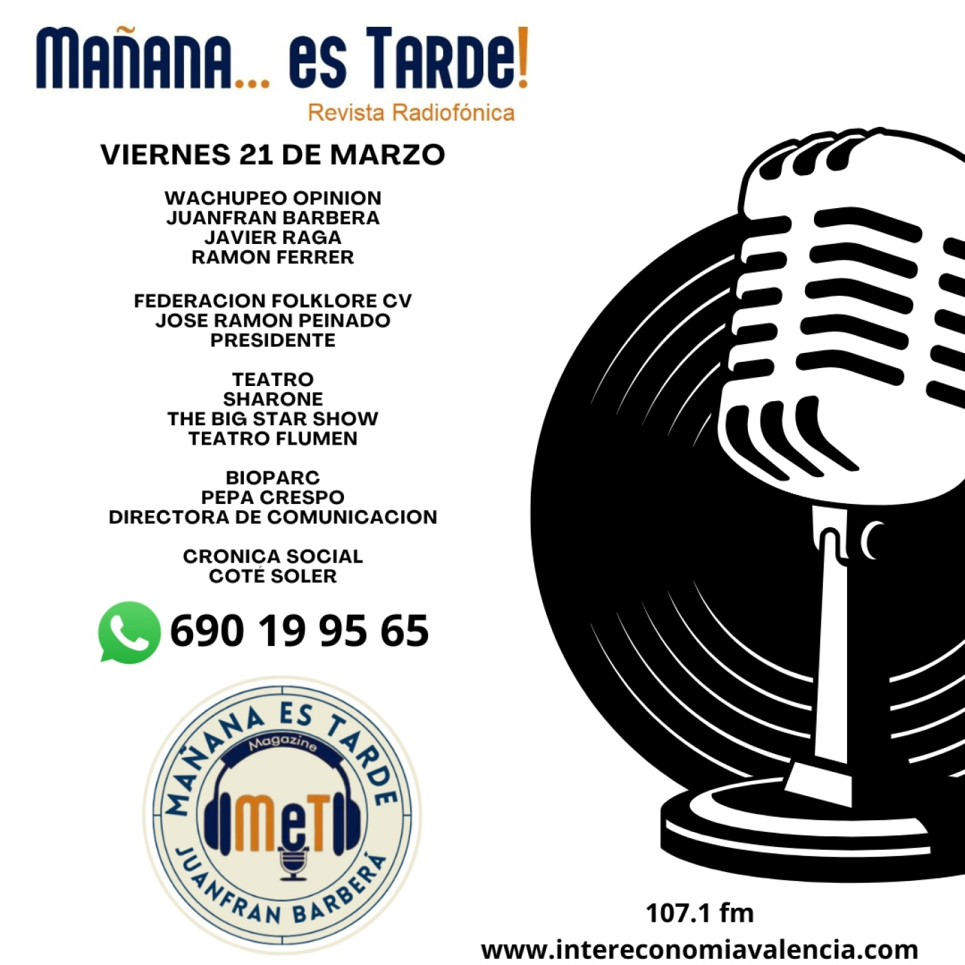 MAÑANA ES TARDE!!! MET 21 DE MARZO DE 2025 UNA DE PRIMAVERA WACHUPERA, FOLKLORE SOLIDARIO, FLUMEN, BIOPARC Y COTÉ SOLER episode artwork