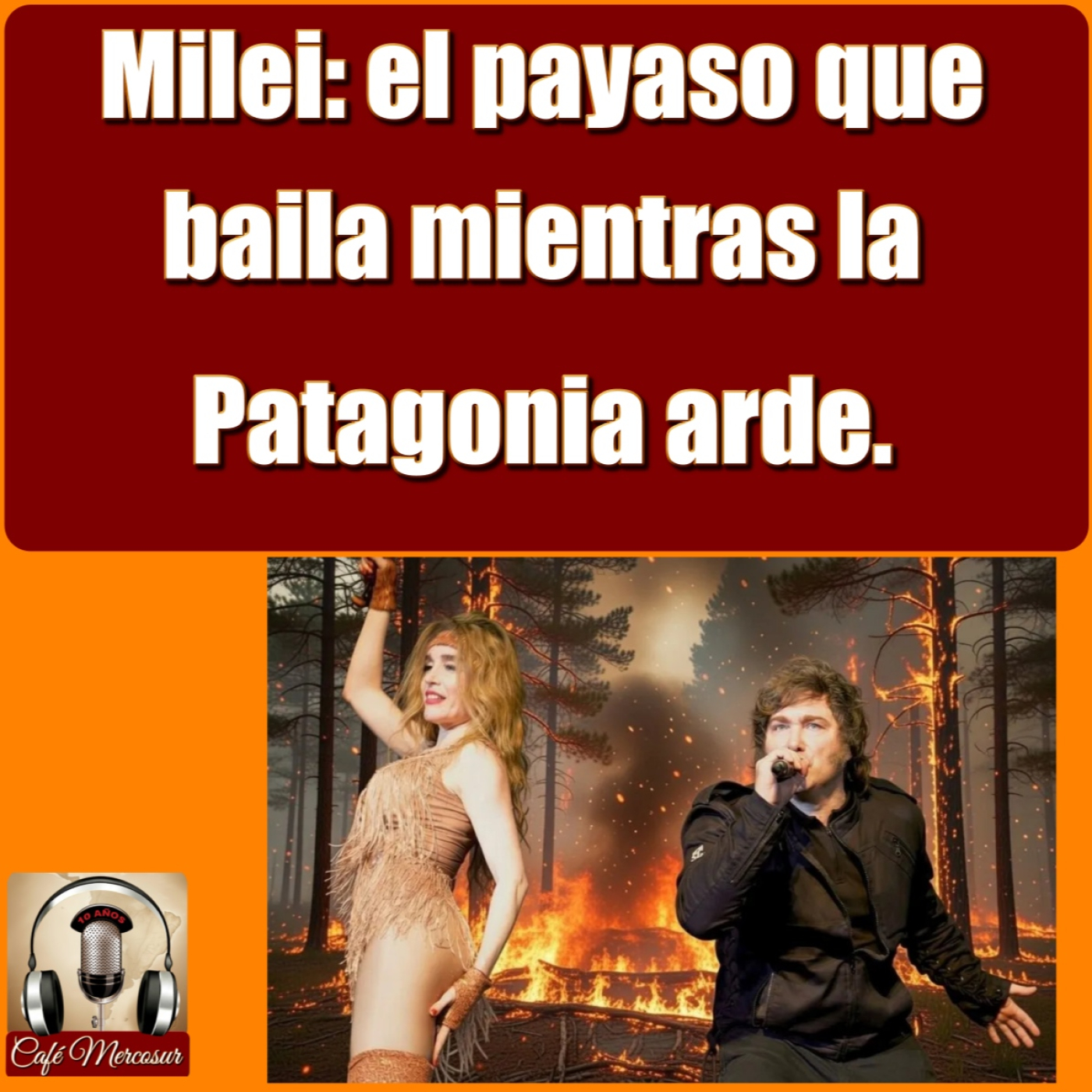 Milei: el payaso que baila mientras la Patagonia arde.