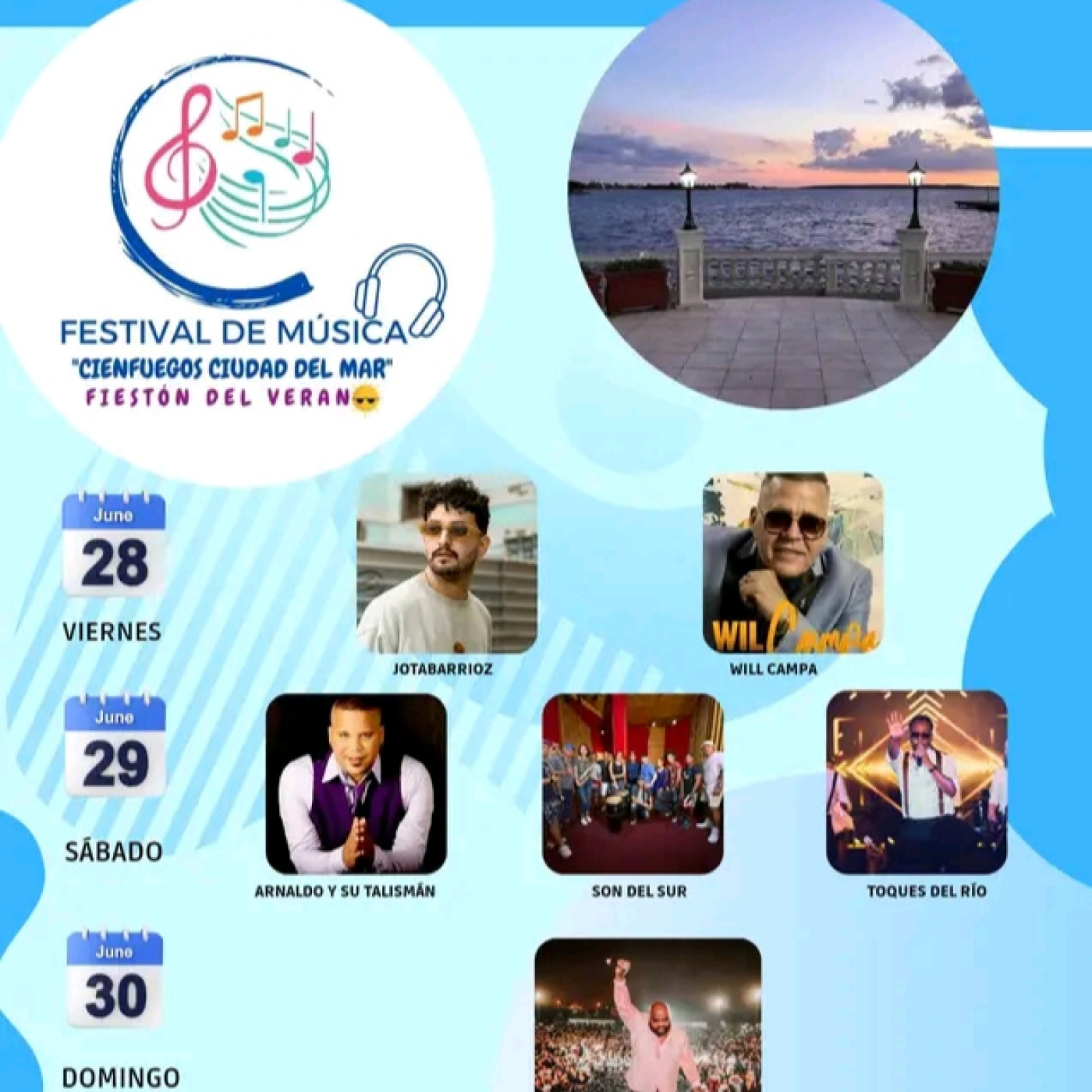 Festival de Música Cienfuegos Ciudad del Mar con populares artistas nacionales