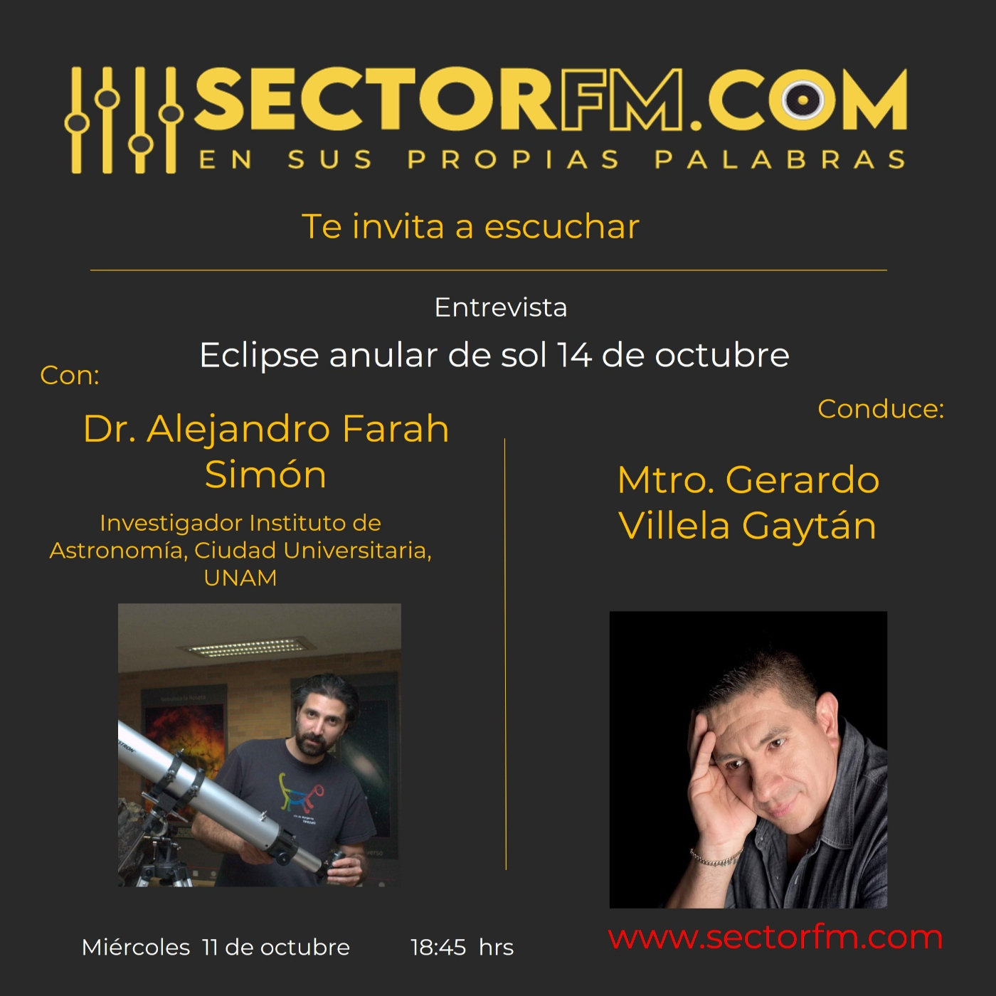 Entrevista con dr. Alejandro Farah investigador UNAM Eclipse anular de 14 de octubre de 2023 episode artwork