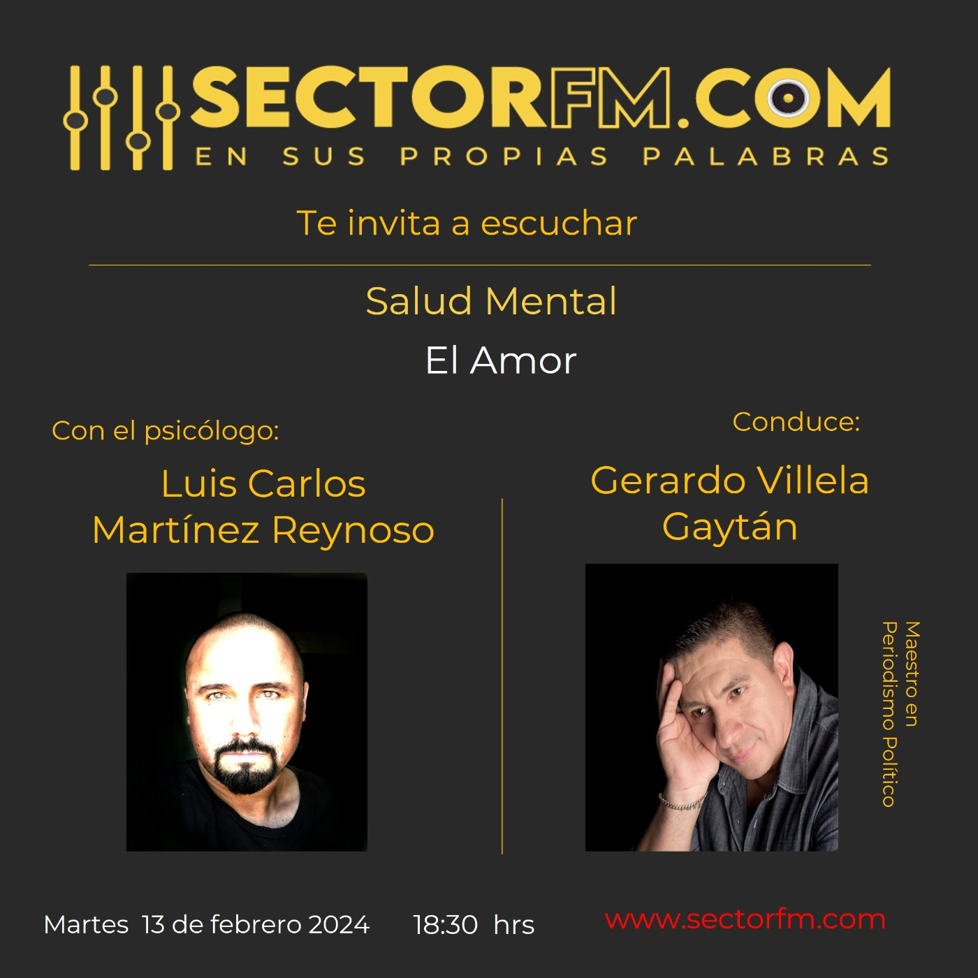 Salud Mental 13 02 24 El Amor con Luis Carlos Martínez Reynoso en www.sectorfm.com episode artwork