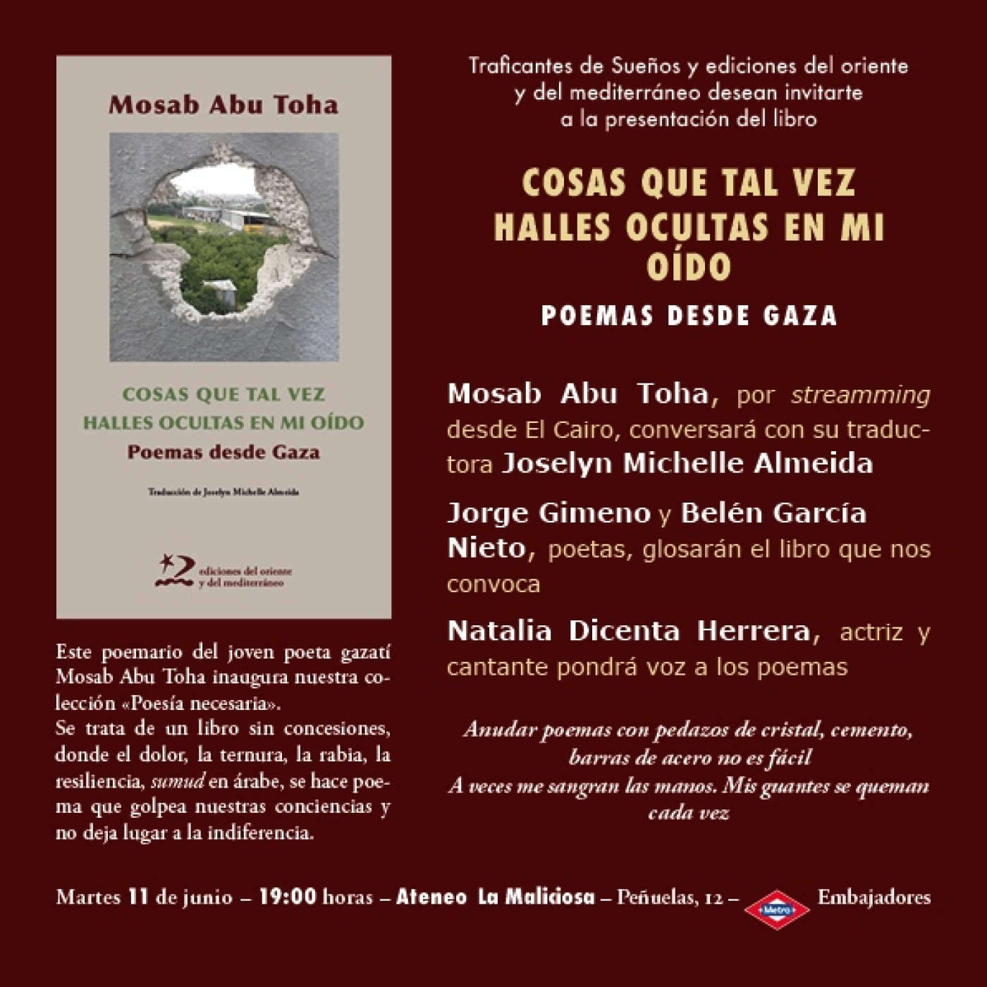 Presentación del libro Cosas que tal vez halles ocultas en mi oído. Poemas desde Gaza episode artwork