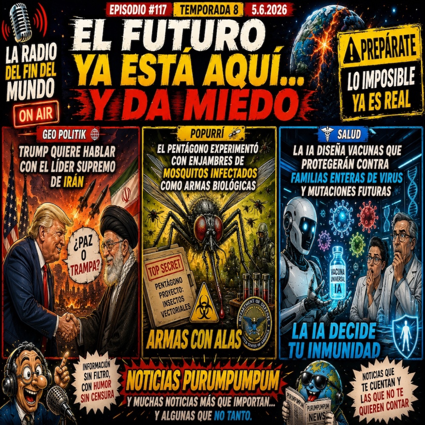   EL FUTURO YA ESTÁ AQUÍ... Y DA MIEDO Mosquitos armados, vacunas IA y enemigos que ahora quieren hablar episode artwork