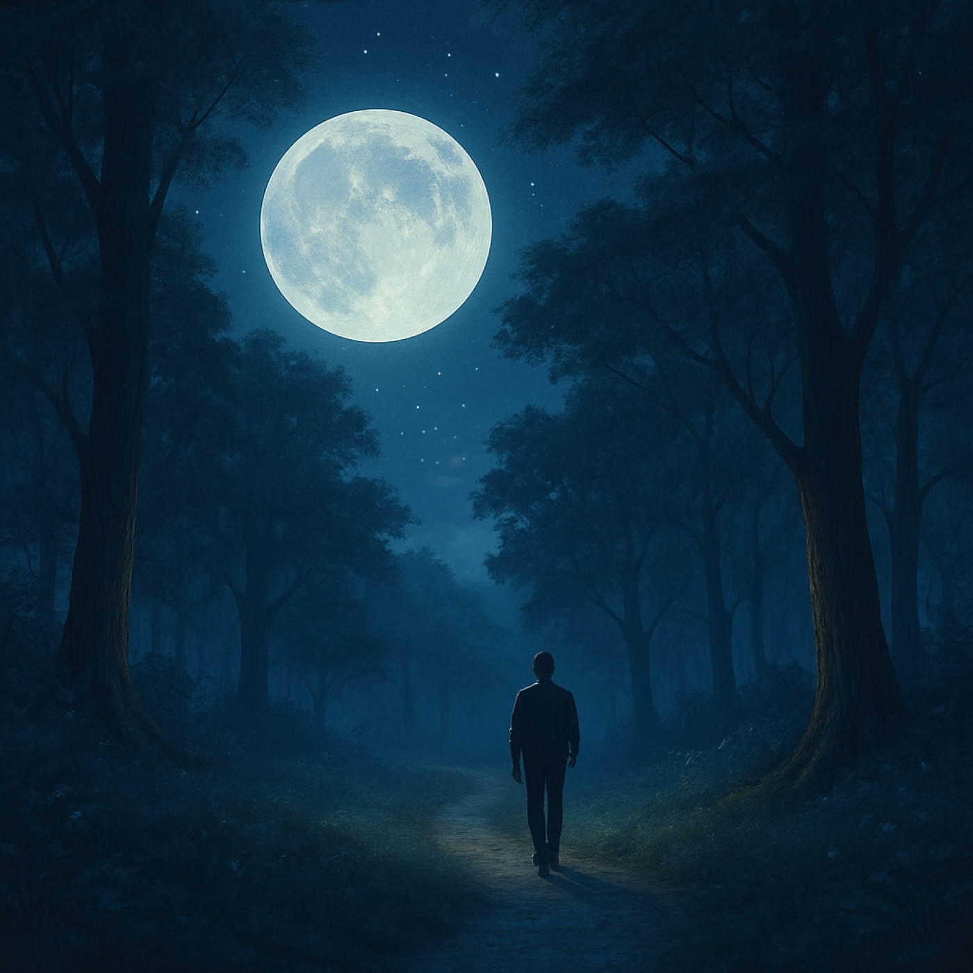 Un paseo bajo la luna en un bosque sereno   Podcast para dormir y relajarte profundamente - Episodio exclusivo para mecenas episode artwork