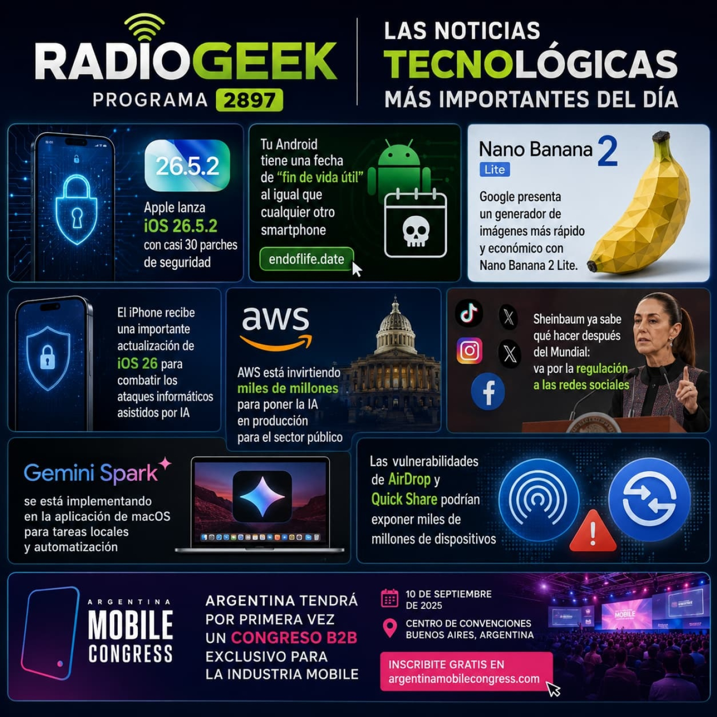 Radiogeek 2897 - Sheinbaum regulará redes sociales e IA tras el Mundial 2026 episode artwork